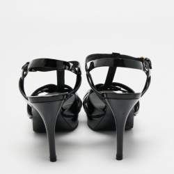 مملوكة مسبقًا Yves Saint Laurent Black Patent Leather Tribute Platform Sandals Size 39