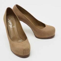 Yves Saint Laurent Brown Nubuck Leather Tribtoo  Pumps Size 36