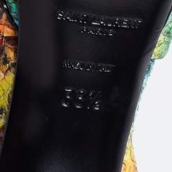 Pre Owned Yves Saint Laurent Multicolor Python Embossed Leather Tribute Sandals Size 38.5