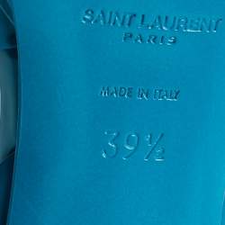 Pre Owned Yves Saint Laurent Blue Patent Leather Tribute Platform Sandals Size 39.5