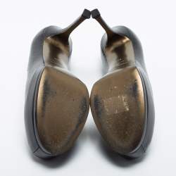 Pre Owned Yves Saint Laurent Black Leather Tribtoo Pumps Size 38