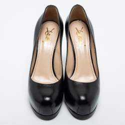 Pre Owned Yves Saint Laurent Black Leather Tribtoo Pumps Size 38