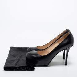 Pre Owned Yves Saint Laurent Black Leather Tribtoo Pumps Size 38