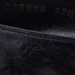 Pre Owned Yves Saint Laurent Black Ostrich Leather Tribtoo Platform Pumps Size 37.5