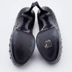 Pre Owned Yves Saint Laurent Black Ostrich Leather Tribtoo Platform Pumps Size 37.5