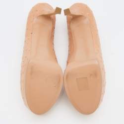 Pre Owned Yves Saint Laurent Beige Ostrich Leather Tribtoo Platform Pumps Size 37.5