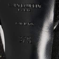 Pre Owned Yves Saint Laurent Black Glitter Suede Tribute Sandals Size 37.5