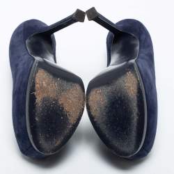 Pre Owned Yves Saint Laurent Navy Blue Suede Tribtoo Pumps Size 35
