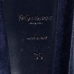 Pre Owned Yves Saint Laurent Navy Blue Suede Tribtoo Pumps Size 35