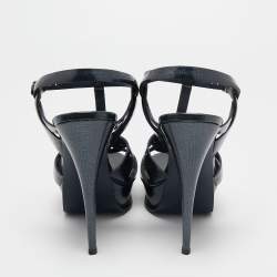 Pre Owned Yves Saint Laurent Blue Leather Tribute Sandals Size 41