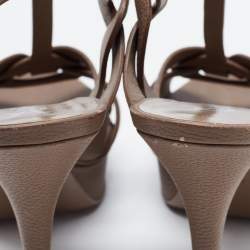 Pre Owned Yves Saint Laurent Brown Leather Tribute Platform Sandals Size 40