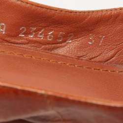 Pre Owned Yves Saint Laurent Orange Eel Leather Slingback Platform Sandals Size 37