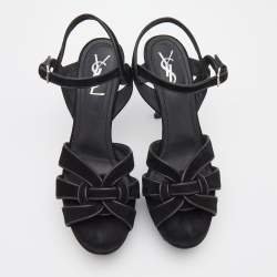 Pre Owned Yves Saint Laurent Black Suede Tribute Sandals Size 40