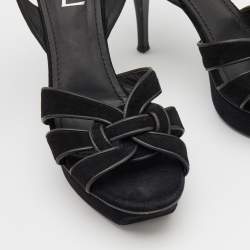 Pre Owned Yves Saint Laurent Black Suede Tribute Sandals Size 40