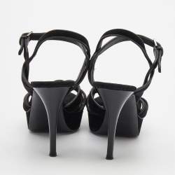 Pre Owned Yves Saint Laurent Black Suede Tribute Sandals Size 40