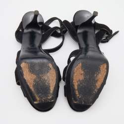 Pre Owned Yves Saint Laurent Black Suede Tribute Sandals Size 40