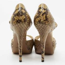 مملوكة مسبقًا Yves Saint Laurent Two Tone Python Leather Sandals Size 36.5