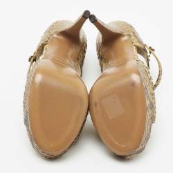 مملوكة مسبقًا Yves Saint Laurent Two Tone Python Leather Sandals Size 36.5