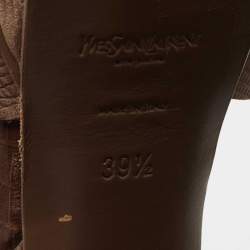 Pre Owned Yves Saint Laurent Brown Lizard Embossed Leather Tribute  Sandals Size 39.5