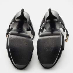 Pre Owned Yves Saint Laurent Black Patent Tribute Sandals Size 39
