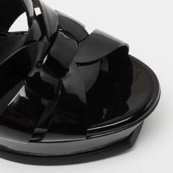 Pre Owned Yves Saint Laurent Black Patent Tribute Sandals Size 39