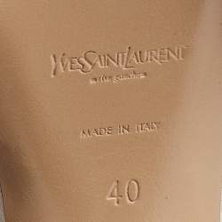 Yves Saint Laurent Off White Suede and Fabric Ankle Strap Platform Sandals Size 40