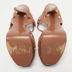 Pre Owned Yves Saint Laurent Brown Patent Leather Tribute Sandals Size 39
