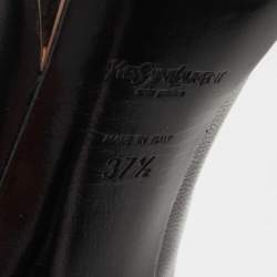 Pre Owned Yves Saint Laurent Black Leather Mirror Heel Platform Pumps Size 37.5