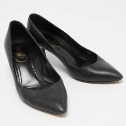 Pre Owned Yves Saint Laurent Black Leather Anja Pumps Size 37
