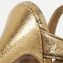 Pre Owned Yves Saint Laurent Gold Leather Tribute Sandals Size 37