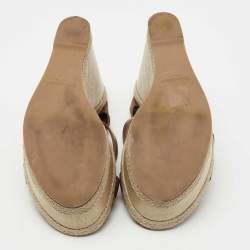 مملوكة مسبقًا Yves Saint Laurent Brown Leather Platform Slide Wedge Sandals Size 39