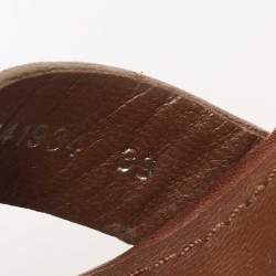 مملوكة مسبقًا Yves Saint Laurent Brown Leather Platform Slide Wedge Sandals Size 39