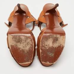 مملوكة مسبقًا Yves Saint Laurent Tan Leather Tribute Sandals Size 42 