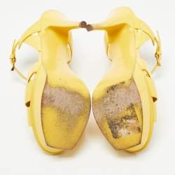 Pre Owned Yves Saint Laurent Yellow  Patent Tribute  Sandals Size 39.5