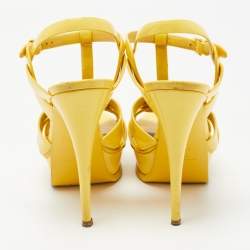 Pre Owned Yves Saint Laurent Yellow  Patent Tribute  Sandals Size 39.5