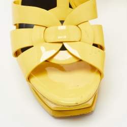 Pre Owned Yves Saint Laurent Yellow  Patent Tribute  Sandals Size 39.5