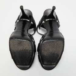 مملوكة مسبقًا Yves Saint Laurent Black Patent Tribute Sandals Size 37