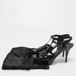 مملوكة مسبقًا Yves Saint Laurent Black Patent Tribute Sandals Size 37