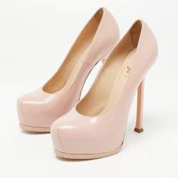 Pre Owned Yves Saint Laurent Pink Leather Tribtoo Pumps Size 38