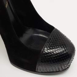 Pre Owned Yves Saint Laurent Black Suede Tribtoo Pumps Size 38