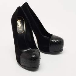 Pre Owned Yves Saint Laurent Black Suede Tribtoo Pumps Size 38