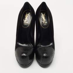 Pre Owned Yves Saint Laurent Black Suede Tribtoo Pumps Size 38
