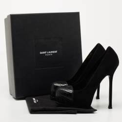 Pre Owned Yves Saint Laurent Black Suede Tribtoo Pumps Size 38