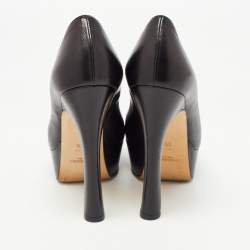 Pre Owned Yves Saint Laurent Black Leather Peep Toe Pumps Size 35.5