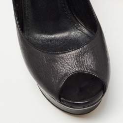 Pre Owned Yves Saint Laurent Black Leather Peep Toe Pumps Size 35.5