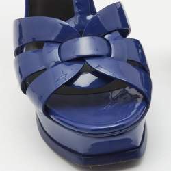 Pre Owned Yves Saint Laurent Blue Patent Tribute Sandals Size 38