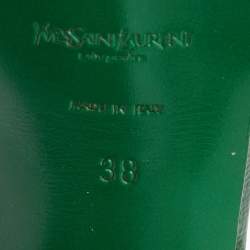 Pre Owned Yves Saint Laurent Green Patent leather Tribute Sandals Size 38