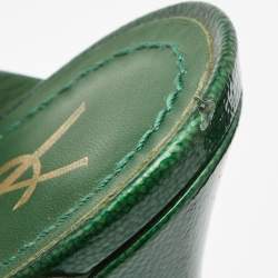 Pre Owned Yves Saint Laurent Green Patent leather Tribute Sandals Size 38