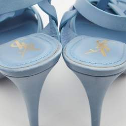 مملوكة مسبقًا Yves Saint Laurent Blue Leather Tribute Platform Sandals Size 38