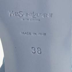 مملوكة مسبقًا Yves Saint Laurent Blue Leather Tribute Platform Sandals Size 38